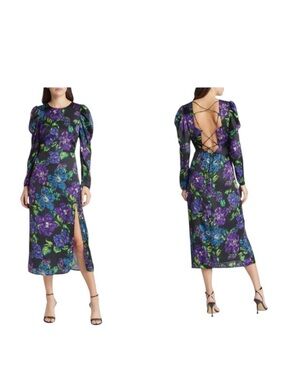 Adelyn Rae Erin Lace Up Back Maxi Dress